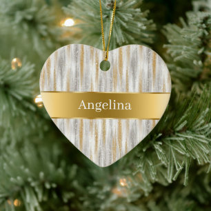 Zilver Goud Glitter Glans Gouden Lint Kerstmis Keramisch Ornament