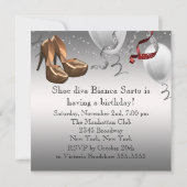 Zilver Goud Hoge Hak Schoenen Verjaardagsfeest Kaart (Achterkant)