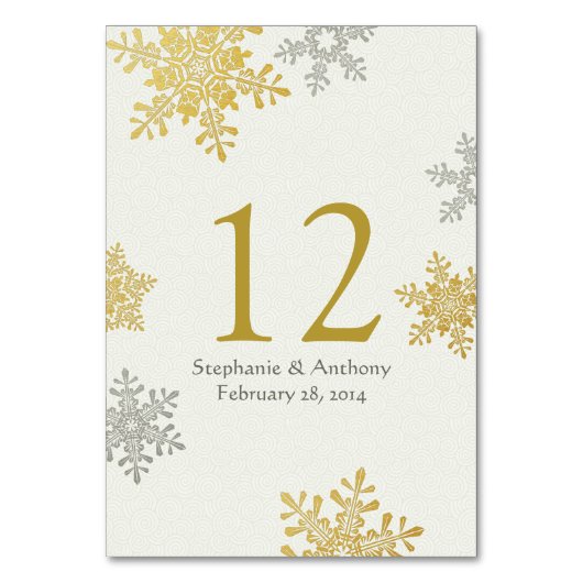 Zilver Goud Ivoor Sneeuwvlokken Winter Bruiloft Kaart (Voorkant)