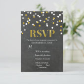 Zilver Goud Krijtbord Confetti Wedding RSVP Kaarte (Staand voorkant)