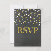Zilver Goud Krijtbord Confetti Wedding RSVP Kaarte (Achterkant)