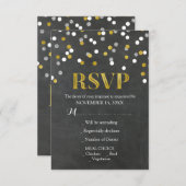 Zilver Goud Krijtbord Confetti Wedding RSVP Kaarte (Voorkant / Achterkant)