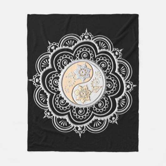 Zilver & Goud Mandala Fleece Deken (Voorkant)