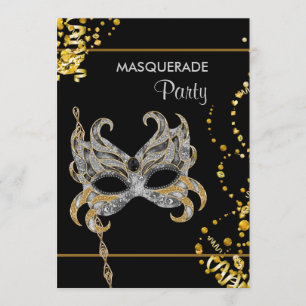 Zilver Goud Mardi Gras Masquerade Feest Kaart
