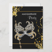 Zilver Goud Mardi Gras Masquerade Party Kaart (Voorkant)