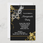 Zilver Goud Mardi Gras Masquerade Party Kaart (Achterkant)