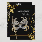 Zilver Goud Mardi Gras Masquerade Party Kaart (Voorkant / Achterkant)