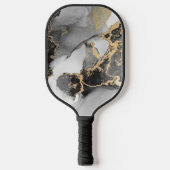 Zilver & Goud Marmer Steen Pickleball Paddle (Voorkant)