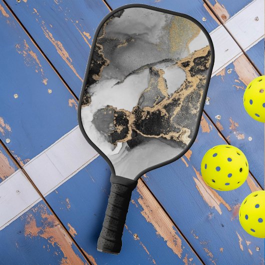 Zilver & Goud Marmeren Steen Pickleball Paddle