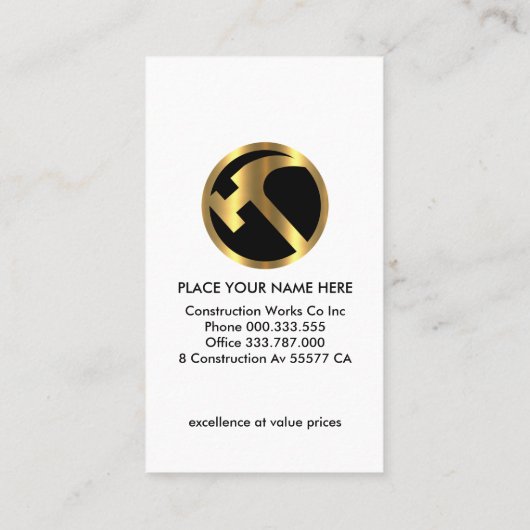 Zilver Goud Metaal Werken Fabricage Visitekaartje (Achterkant)