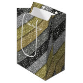 Zilver & Goud Metallic Glitter Gift Bag Medium Cadeauzakje (Voorkant Gekanteld)