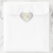 Zilver Goud Monogram 'K' Bruiloft Envelop Afdichti Hart Sticker (Tas)