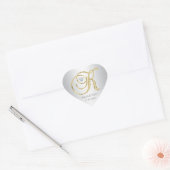 Zilver Goud Monogram 'K' Bruiloft Envelop Afdichti Hart Sticker (Envelop)