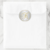 Zilver Goud Monogram 'K' Bruiloft Envelop Afdichti Ronde Sticker (Tas)