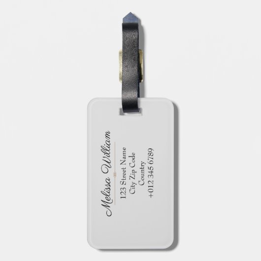 Zilver Goud Monogram Naam Bagagelabel (Achterkant verticaal)