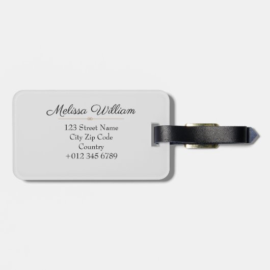 Zilver Goud Monogram Naam Bagagelabel (Achterkant horizontaal)