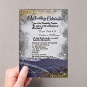Zilver Goud Navy Acryl Trouw Uitnodiging (Insitu (Draagbaar))