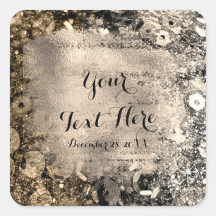 Zilver & Goud Nep Folie Luxe Glam Glitter Uitzicht Vierkante Sticker