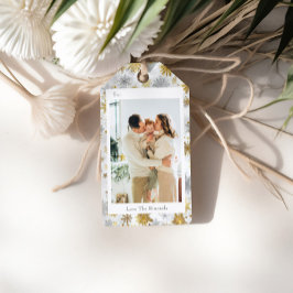 Zilver & Goud Sneeuwvlok Foto Kerstcadeautag Cadeaulabel