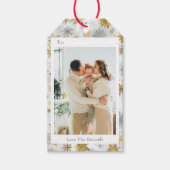 Zilver & Goud Sneeuwvlok Foto Kerstcadeautag Cadeaulabel (Voorkant)