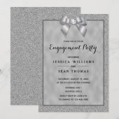 Zilver Goud & Stijlvolle Glitter Verlovingsfeest Kaart (Voorkant / Achterkant)