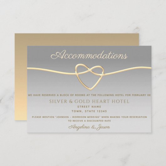 Zilver & Goud Touw Hart Trouw Informatiekaart (Voorkant / Achterkant)