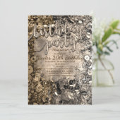 Zilver & Goud Verjaardagsfeest Sequins Uitnodiging (Staand voorkant)