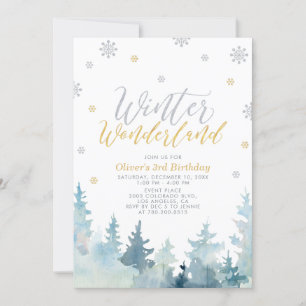 Zilver & Goud Winter Wonderland Kinderverjaardag Kaart