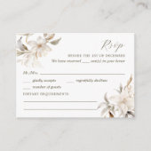 Zilver, Goud & Wit Bloemen Quinceañera RSVP Informatiekaartje (Voorkant)