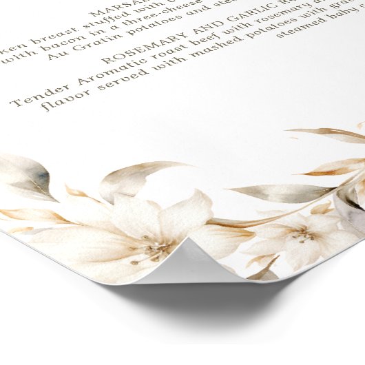 Zilver Goud Wit Bloemen Quinceanera Verjaardag Men Poster (Hoek)