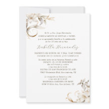 Zilver, Goud & Wit Bloemen Spaanse Quinceañera