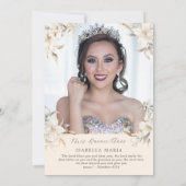 Zilver, Goud & Wit Bloemen Spaanse Quinceañera Kaart (Achterkant)