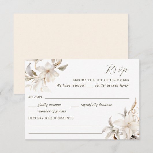 Zilver, Goud & Wit Quinceañera RSVP (Voorkant / Achterkant)