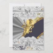 Zilver goud witte kant formele bruiloft kaart (Achterkant)