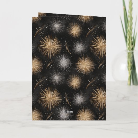 Zilver Goud Zwarte Kerstviering  Kaart (Achterkant)