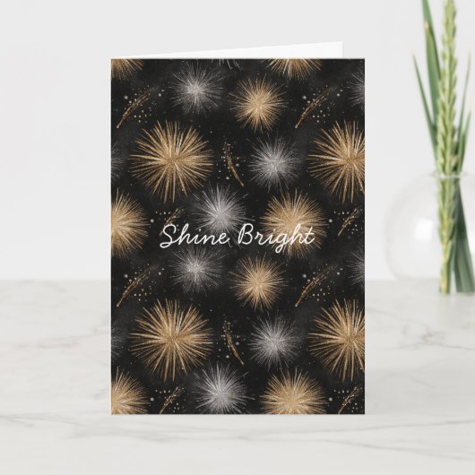 Zilver Goud Zwarte Kerstviering  Kaart (Voorkant)