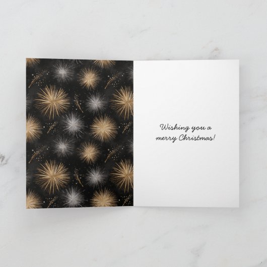 Zilver Goud Zwarte Kerstviering  Kaart (Binnen)