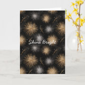 Zilver Goud Zwarte Kerstviering  Kaart (Gele Bloem)