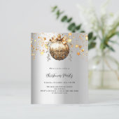 Zilver gouden bauble ster Kerstfeest uitnodiging (Staand voorkant)