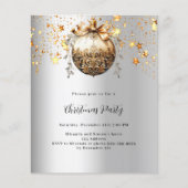 Zilver gouden bauble ster Kerstfeest uitnodiging (Voorkant)