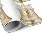 Zilver Gouden Bell Wit Inpakpapier (Rol Hoek)