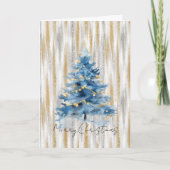 Zilver Gouden Blauwe Kerstboom Kaart (Voorkant)