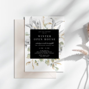 Zilver Gouden Bloem Elegant Vierkant Open Huis Kaart
