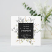 Zilver Gouden Bloem Elegant Vierkant Open Huis Kaart (Staand voorkant)