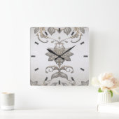 Zilver Gouden Bloemen Wandklok (Huis)