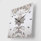 Zilver Gouden Bloemen Wandklok (Hoek)