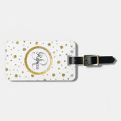 Zilver/Gouden Confetti Monogram Bagagelabel (Voorkant horizontaal)