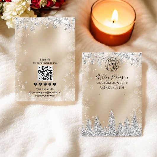 Zilver gouden glitter logo sieraden oorbel display visitekaartje