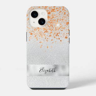 Zilver gouden glittersparkelende naam iPhone 14 hoesje