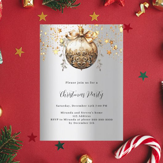 Zilver gouden kerstballen sterren vintage kerstfee kaart